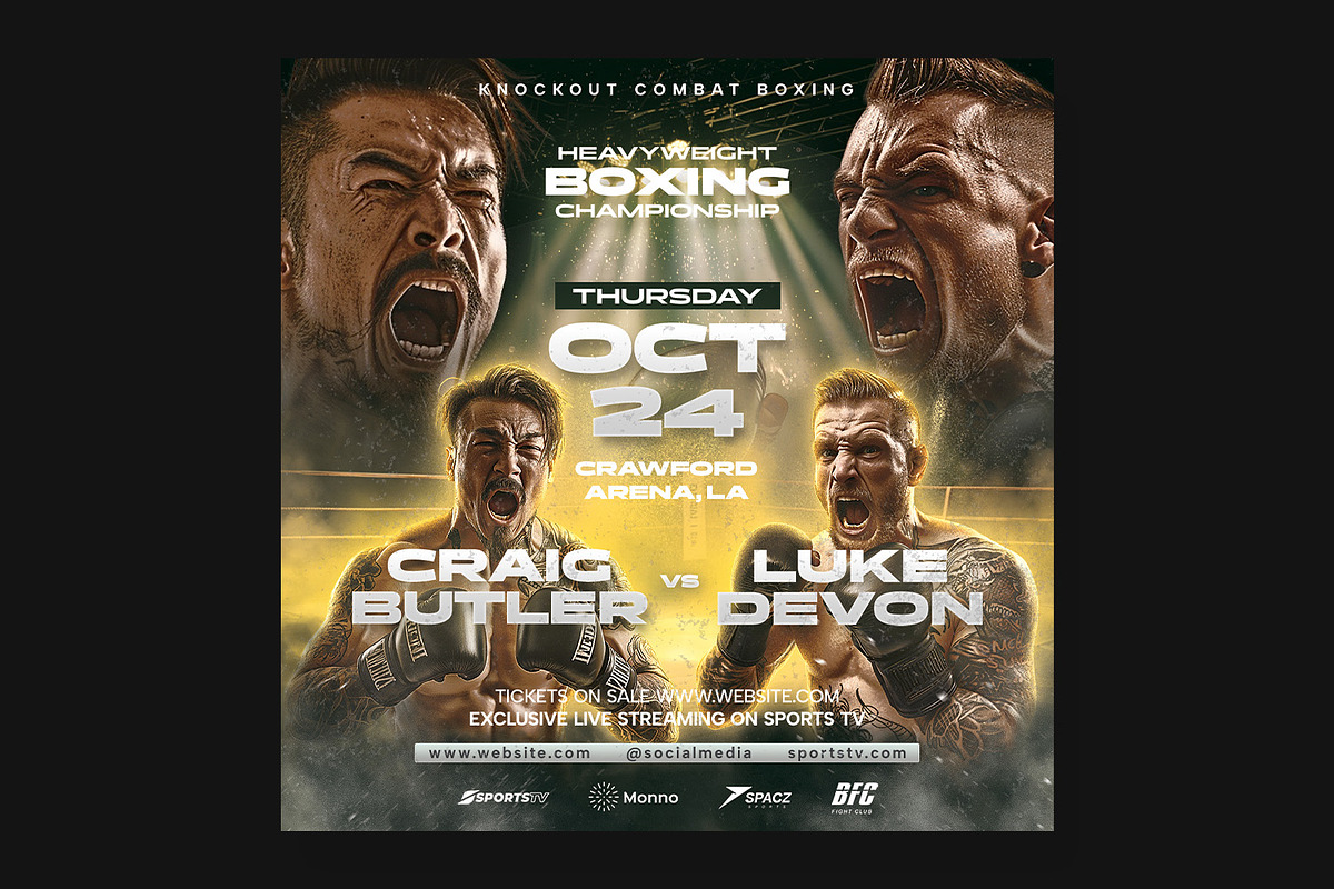 Boxing Poster Template, a Flyer Template by Bornx Design