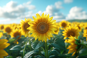 Sunflowers field on sky background, a Nature Photo by AlyaAnd