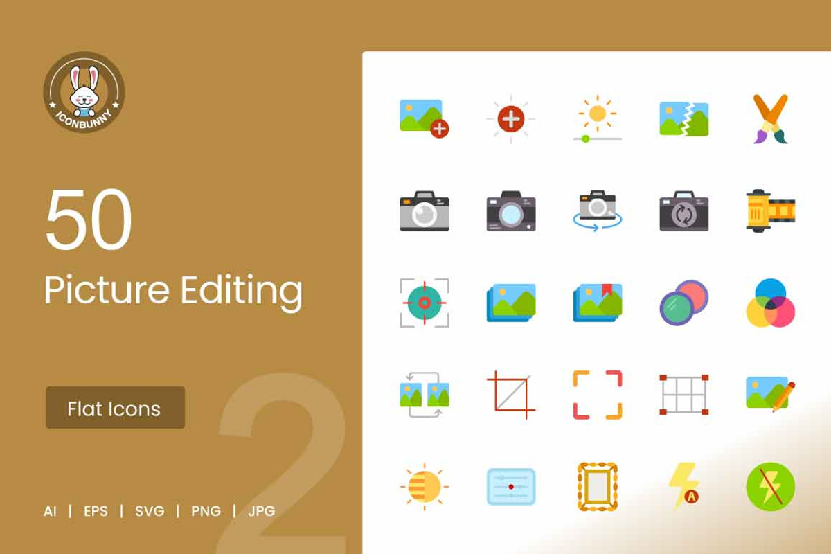 50 Picture Editing Flat Multicolor, an Icon by IconBunny (Photo 1 of 2)