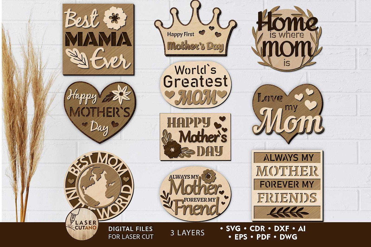 Mother's Day SET Multilayer Panels, a Templates & Theme by LaserCutano (Photo 1 of 11)