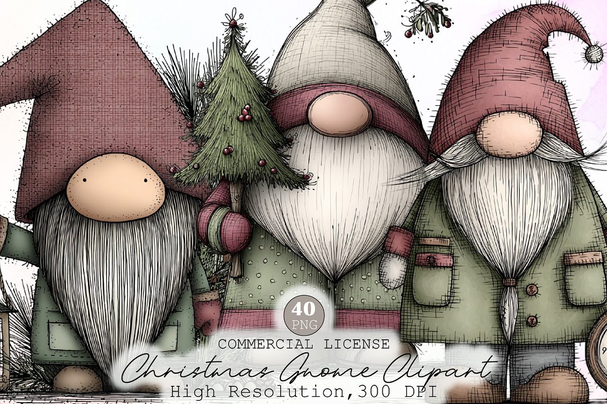 Whimsical Christmas Gnome Clipart, an Illustration by Sublimation Artist (Photo 1 of 6)