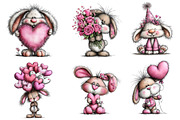Valentine's Whimsical Bunny Clipart, an Illustration by Dream Creation (Thumbnail 6 of 7)