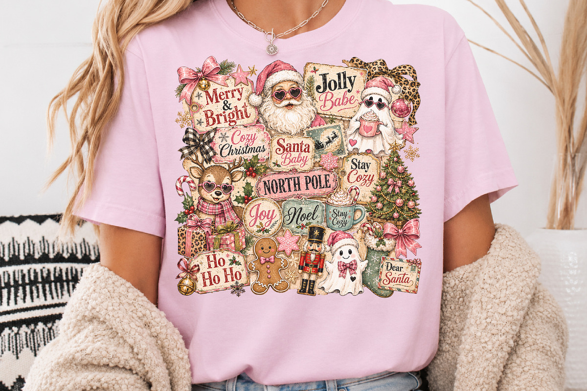 Vintage Pink Coquette Christmas PNG, a Seasonal Illustration by Rose Art (Photo 3 of 4)