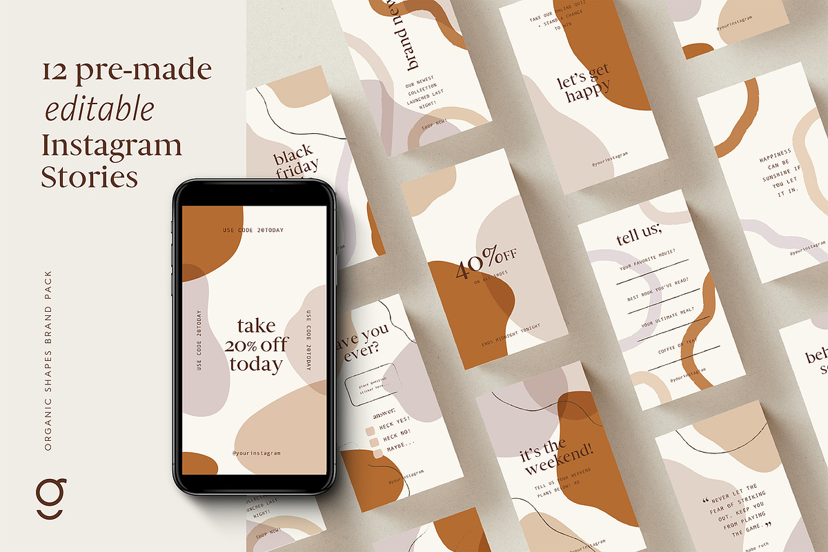 Organic Shapes Brand Pack, a Social Media Template by Galerie Design Studio (Photo 2 of 14)