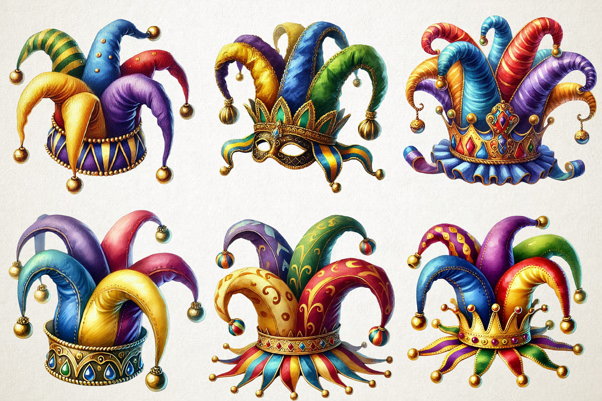 Mardi Gras Jester Hat Clipart, a Work Illustration by OK Design (Photo 3 of 5)