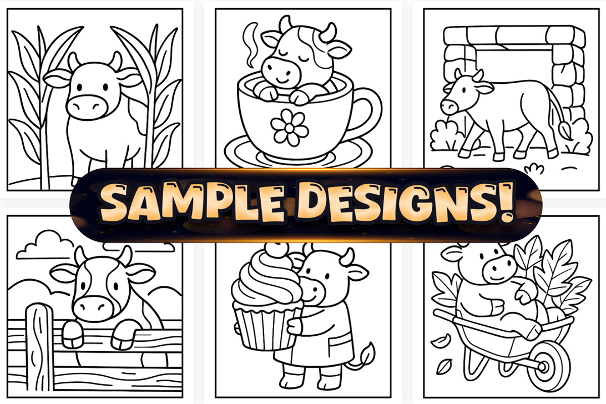 Bold Easy Cute Cows Coloring Pages, an Animal Illustration by Craftsbeefy (Photo 2 of 4)