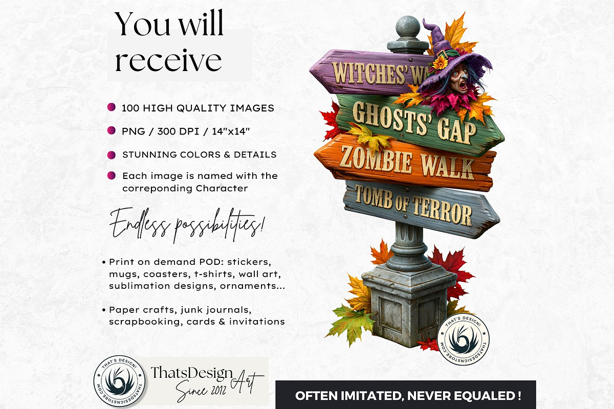 Funny Halloween Clipart PNG Set, a Seasonal Illustration by ThatsDesignArt (Photo 2 of 16)