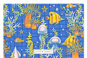 OCEAN Patterns & Clipart, a Decorative Illustration by Liiafis (Thumbnail 5 of 15)