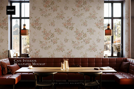 Cafe Interior Wallpaper Mockup v.1, a Household Mockup by Mocart