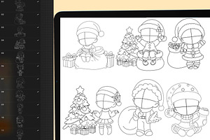 160 Procreate Christmas Stamps