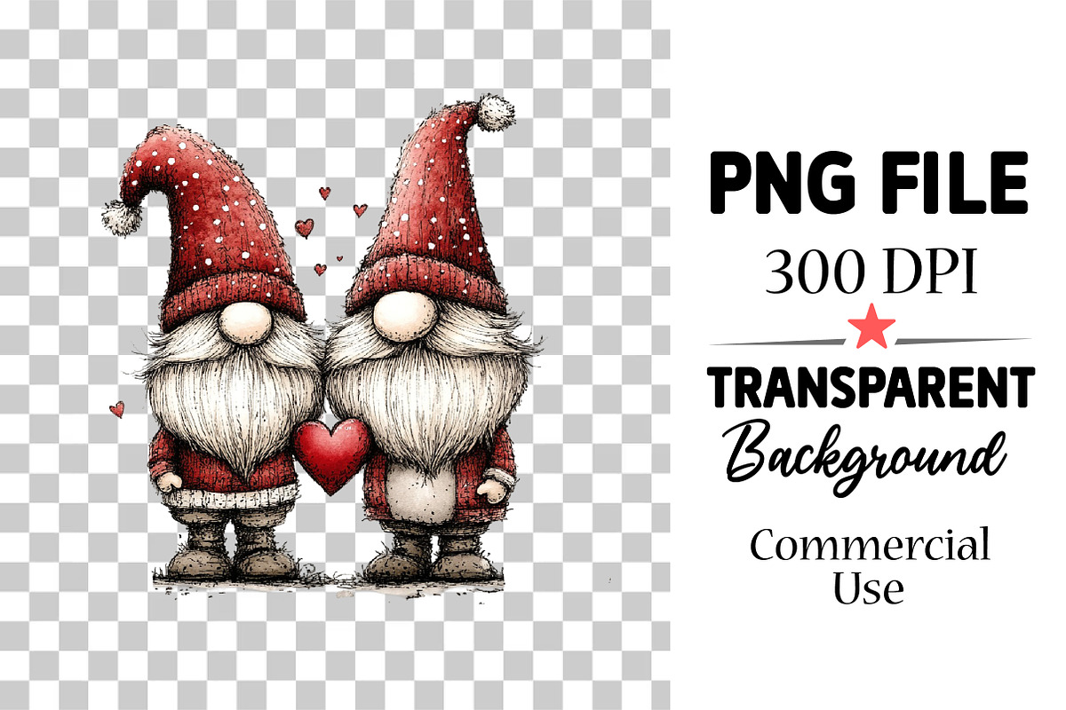 Valentine Gnome Couple Clipart, an Illustration by Watercolor design (Photo 3 of 5)