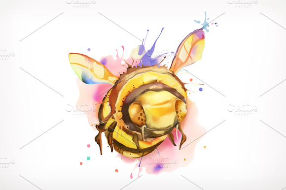Watercolor Honey Bee Vector Icon