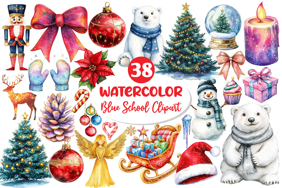 Glitter Christmas Sublimation Clipar, an Illustration by Dream Creation (Photo 1 of 4)