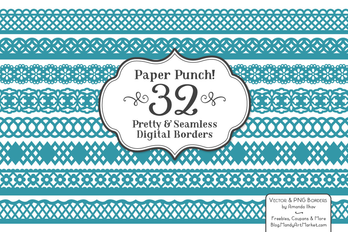 Vintage Blue Clipart Lace Borders, an Illustration by Amanda Ilkov (Photo 1 of 5)