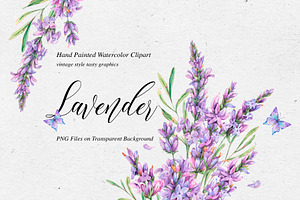 Watercolor Lavender Clip Art