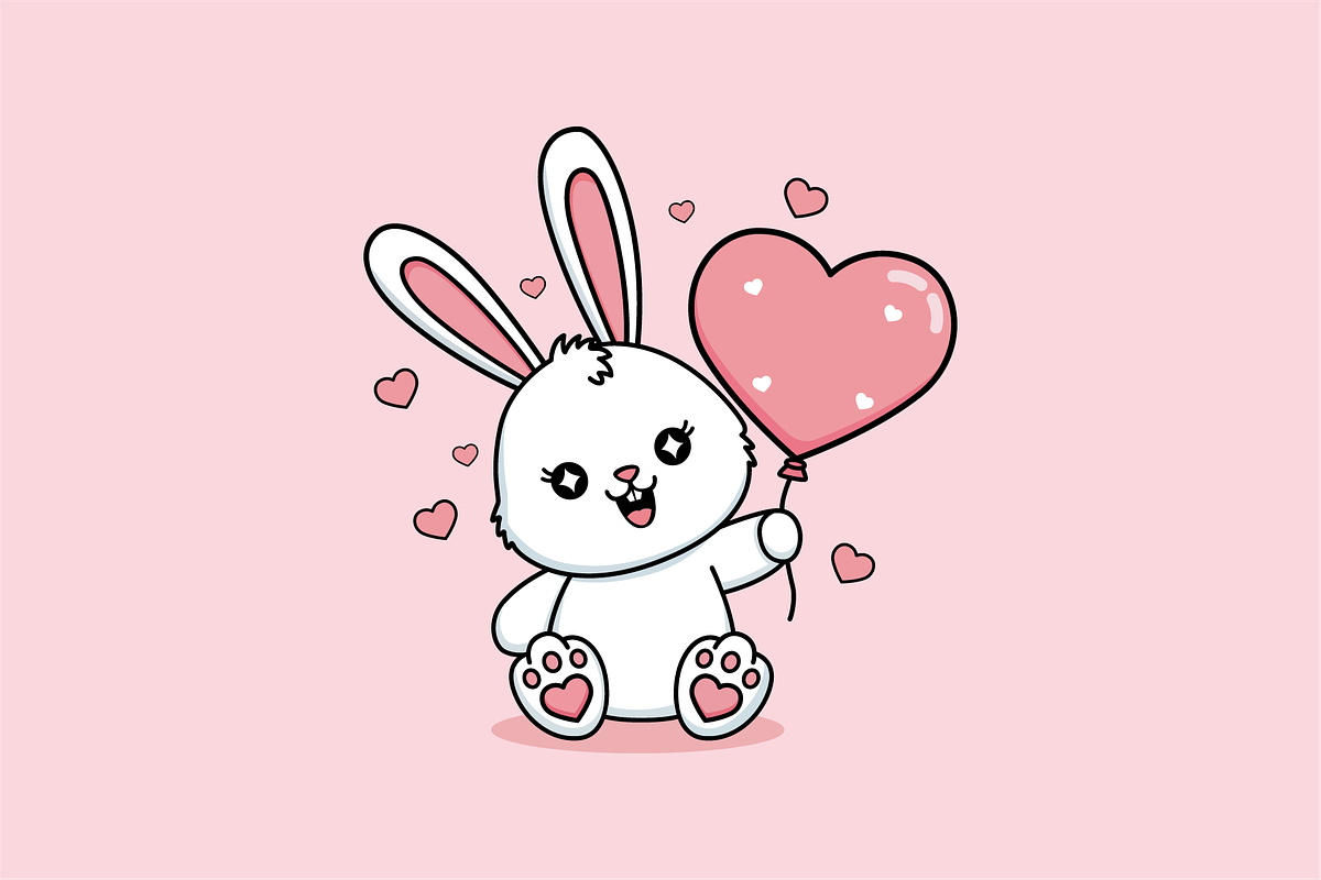 Bunny Holding a Valentine's Heart, an Animal Illustration by shazi (Photo 3 of 3)