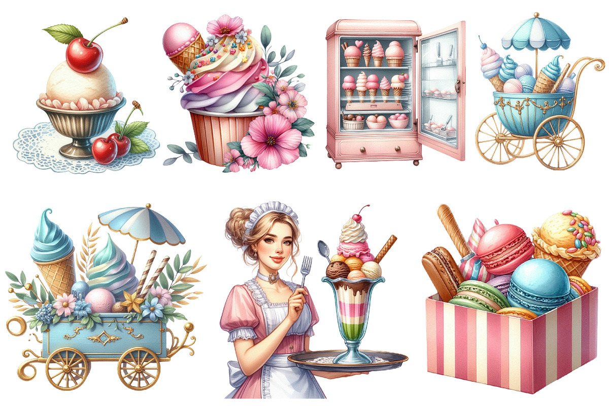 Coquette Ice Cream Shop Clipart, an Illustration by Pixels.Craft (Photo 7 of 9)