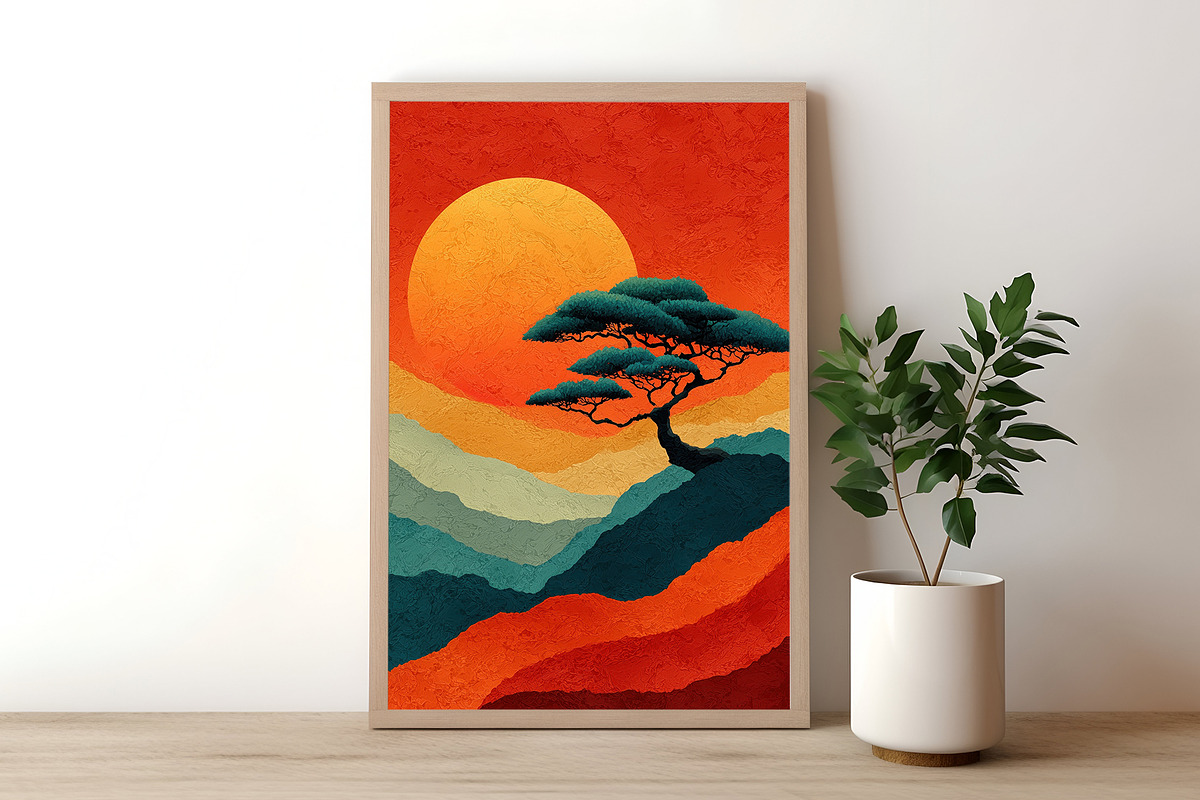 Sunset Mountain Illustration, a Decorative Illustration by Housui Patterns (Photo 9 of 12)