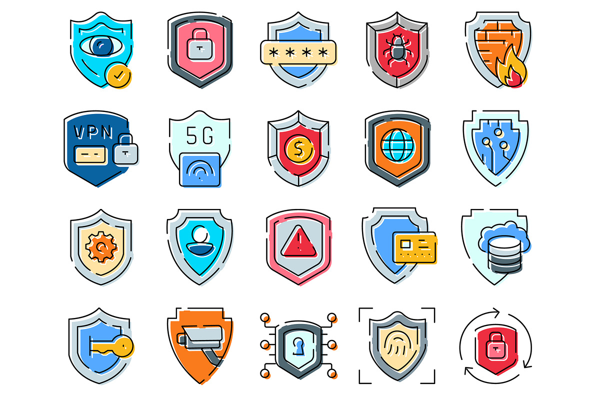 Cyber security shield icons for, an Object Graphic by pikepicture (Photo 2 of 3)