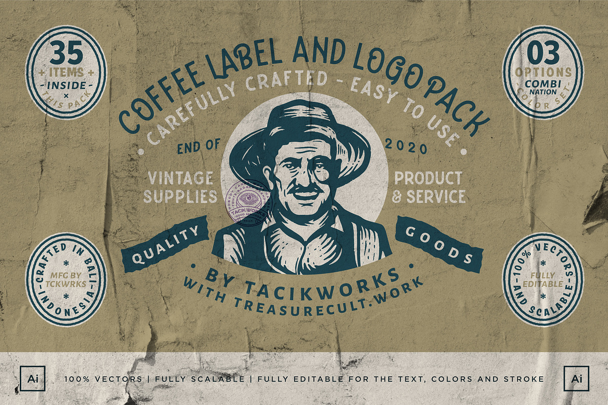 Coffee Label and Logo Pack, a Branding & Logo Template by Wortfice (Photo 1 of 8)
