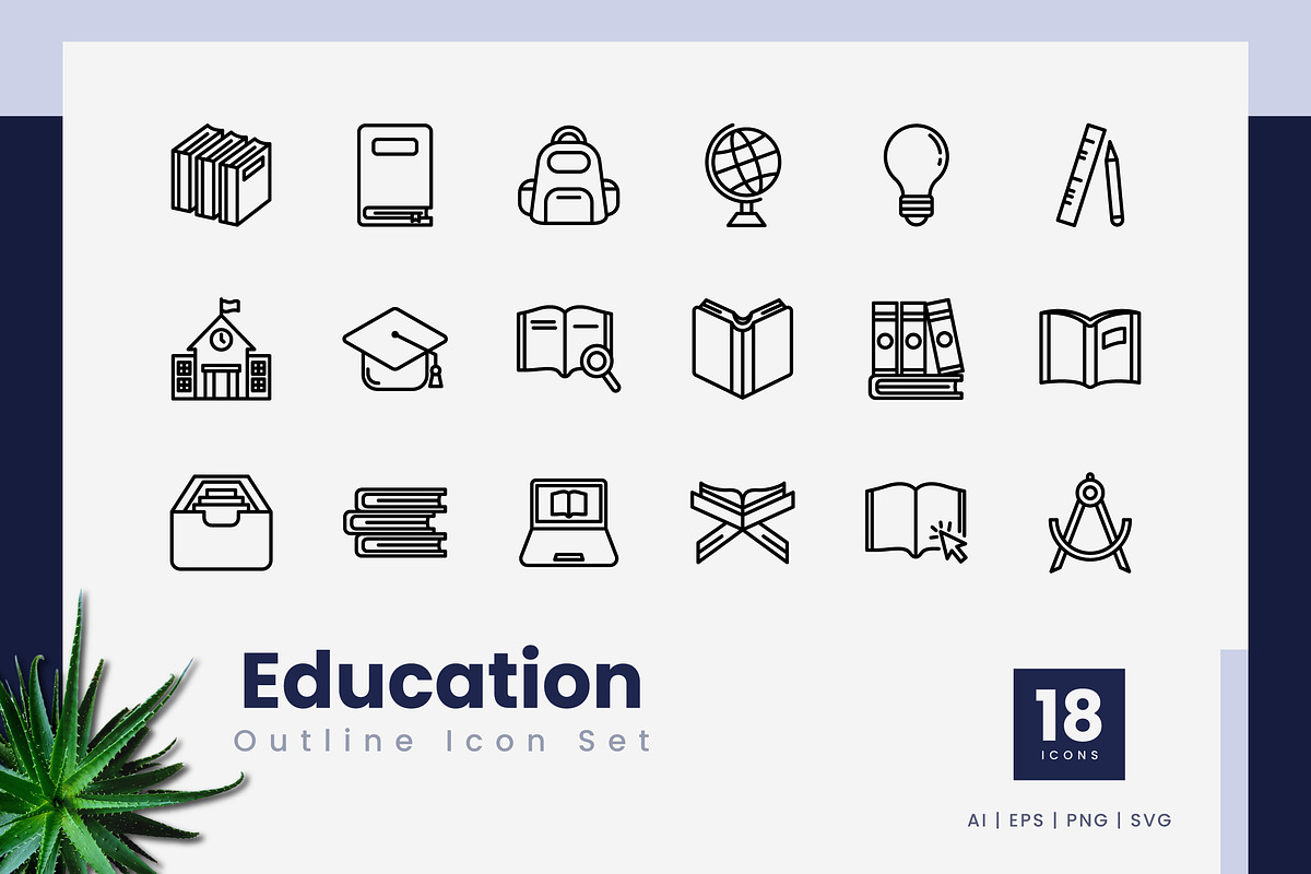Education Outline Icons, an Outline Icon by Zeer Graphic (Photo 2 of 2)