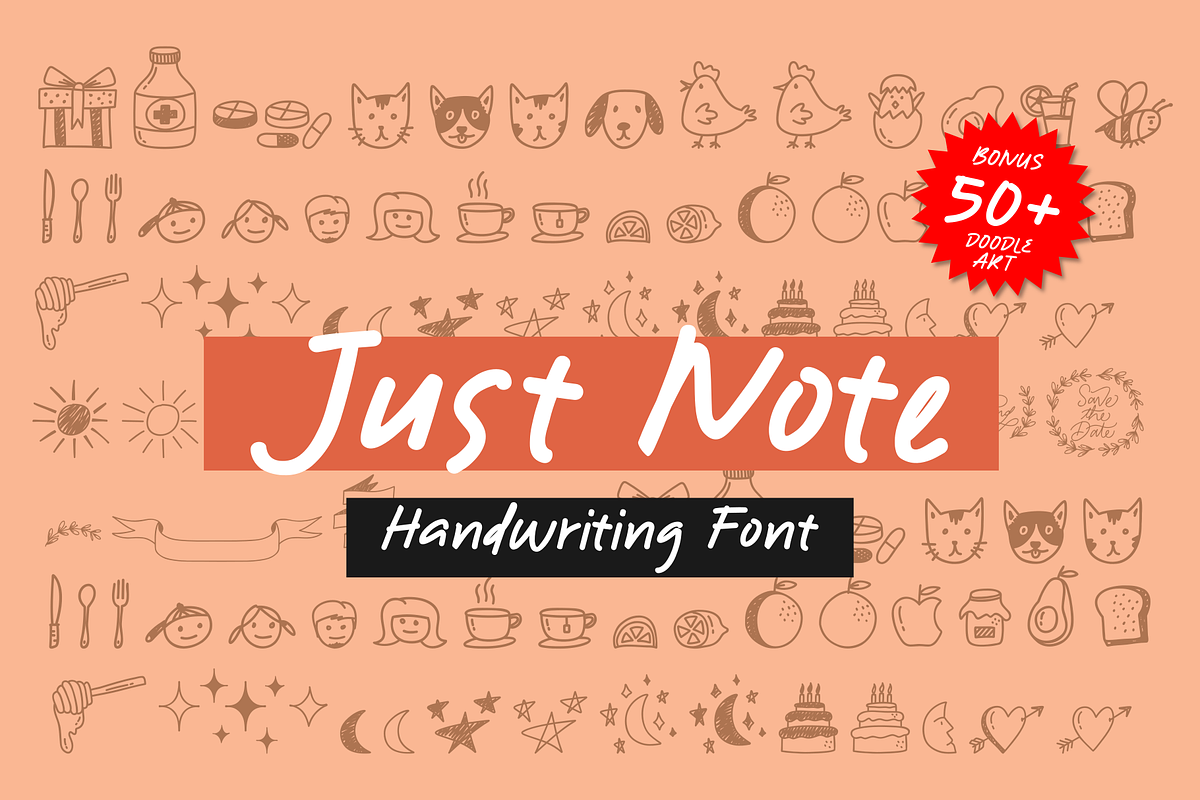 Just Note - Font and Doodle, a Script Font by Java pep (Photo 1 of 11)