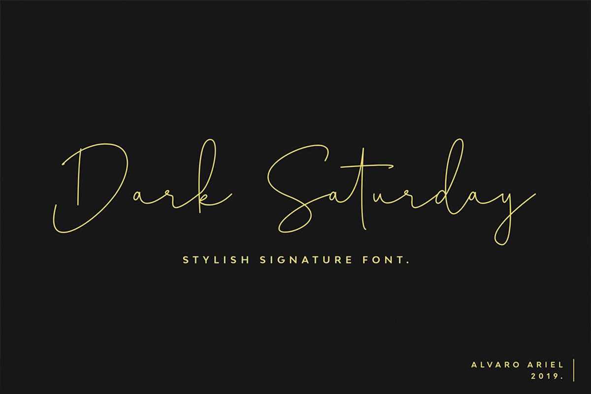 Dark Saturday Font, a Script Font by Cherryline Master (Photo 1 of 10)