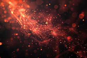 Colorful digital particles and conne, a Photo by LOGOCREATIVE