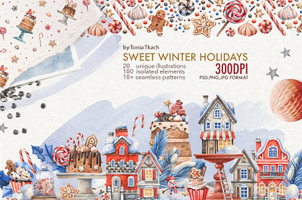 Sweet Winter Holidays, a Seasonal Illustration by Watercolor by Tonia Tkach