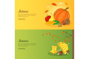 Autumn Banner Or Poster Set