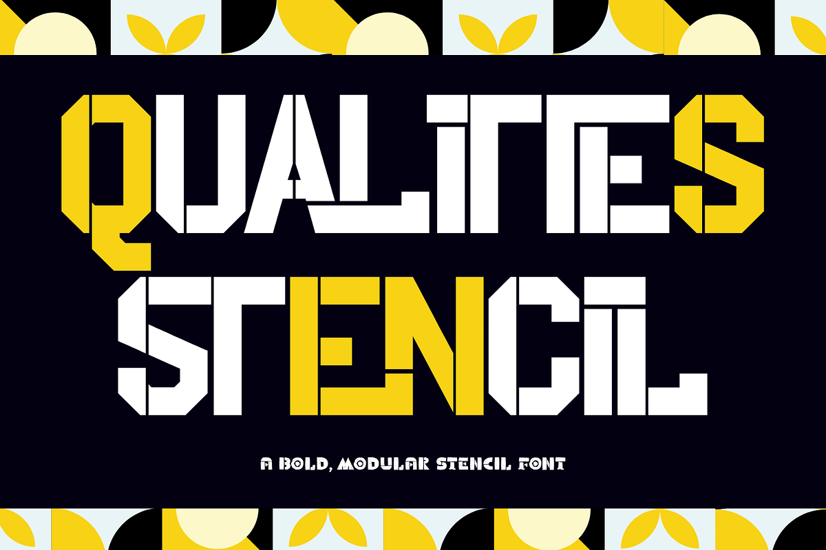Qualities Stencil Font, a Sans Serif Font by 177Studio (Photo 1 of 7)