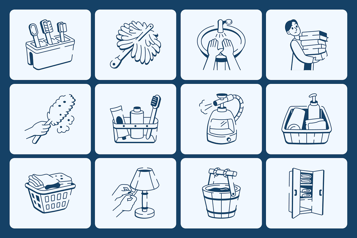 Chores Doodle Icon Set, an Outline Icon by Vectors Market (Photo 5 of 8)