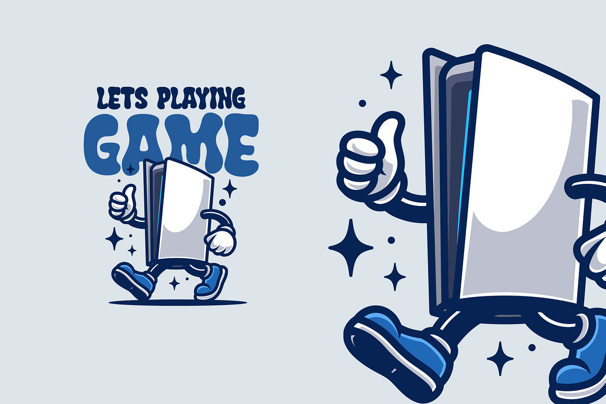 Playsation Retro Vintage Mascot Char, a Branding & Logo Template by Gumrega Studio