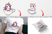 Teacup Unicorn Clipart, a Graphic by Artnoy (Thumbnail 3 of 5)