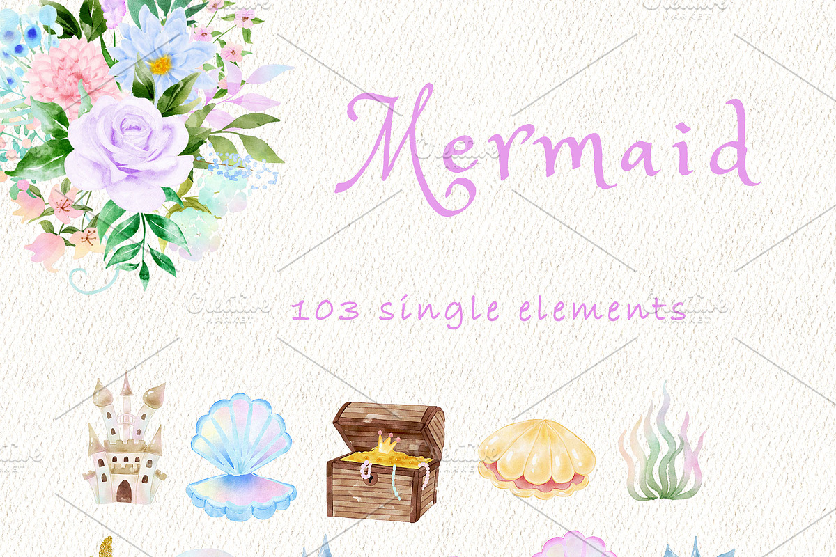 Mermaid baby clipart, an Animal Illustration by heyiamalice (Photo 8 of 13)