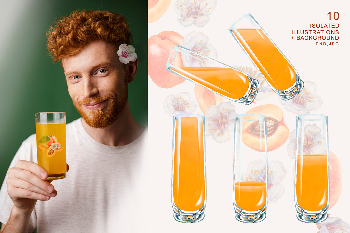Apricot Jam & Juice, watercolor, a Food Illustration by EL_SUHOVA (Photo 9 of 14)