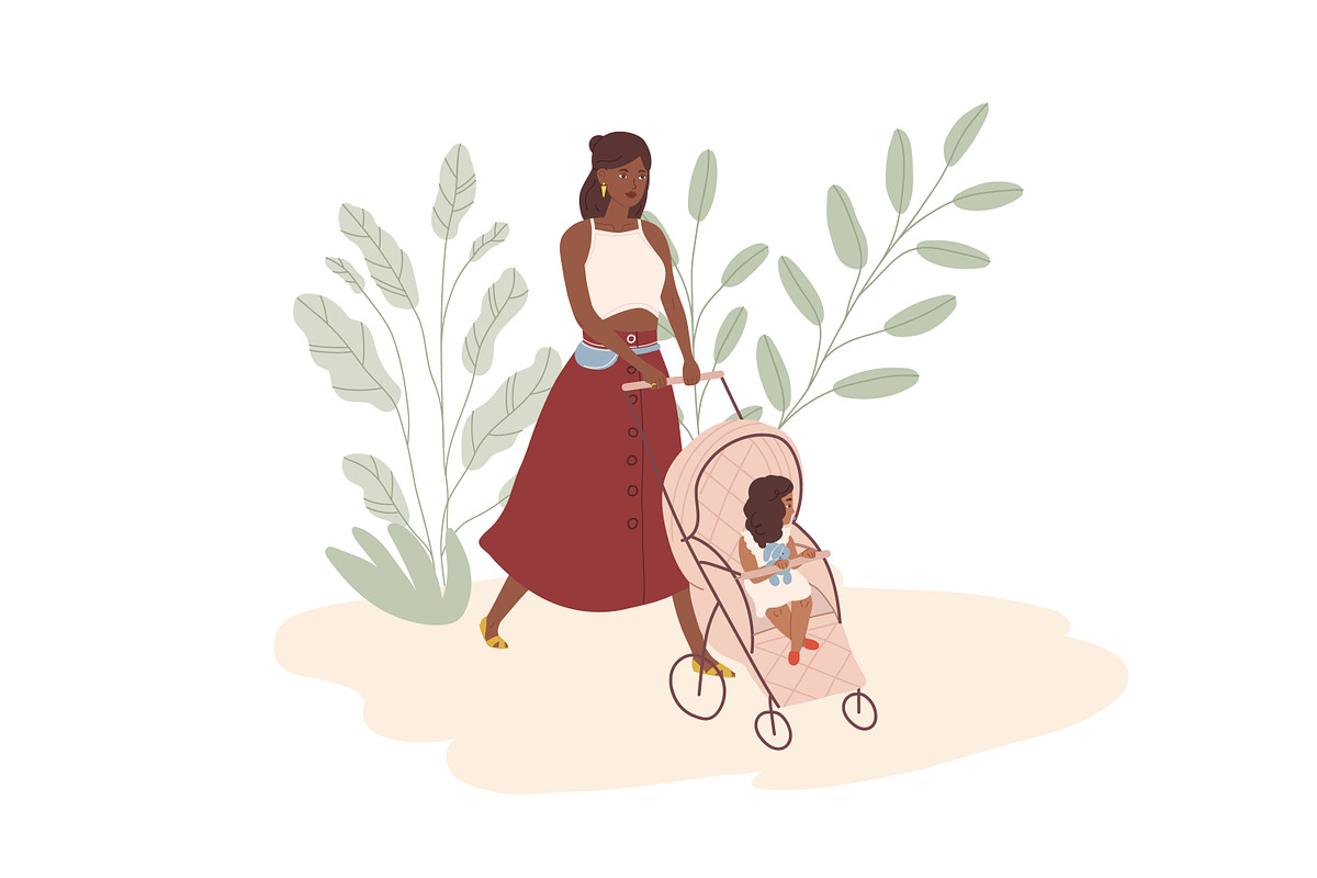 Women walking with babies in prams, a Person Illustration by Good Studio (Photo 3 of 4)