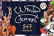 vector SET Winter Forest, an Animal Illustration by WINDmade (Thumbnail 1 of 19)