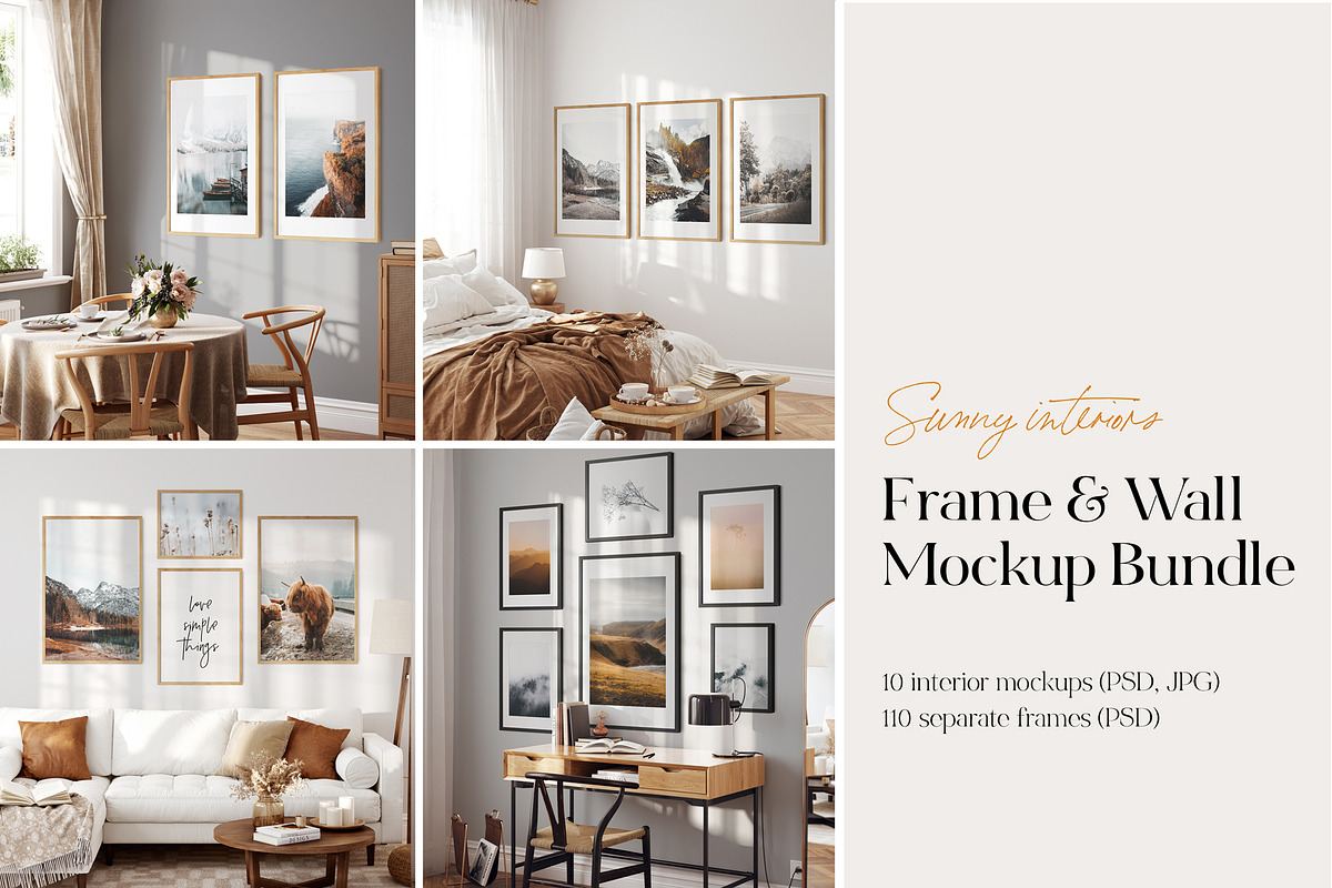 Frame & Wall Mockup Bundle - Sunny, a Print Template by Yuri-U (Photo 1 of 13)