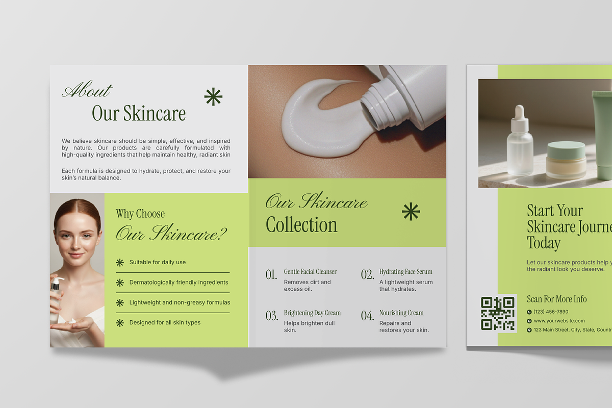 Green Skincare Bifold Brochure, a Brochure Template by Annora Studio (Photo 6 of 6)
