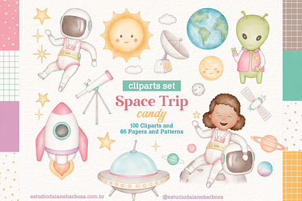 Space Trip (Candy) - Cliparts Set, an Illustration by Estudio Daiane Barbosa
