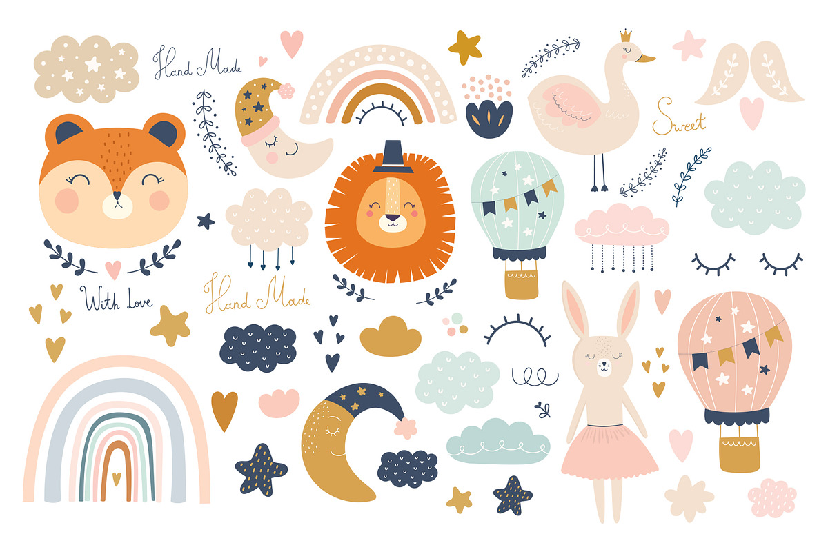 Animals and Rainbows Bundle, an Animal Illustration by MoleskoStudio (Photo 1 of 9)