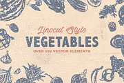 Vegetables (Linocut|Vintage) +Bonus, an Illustration by duka (Thumbnail 1 of 10)