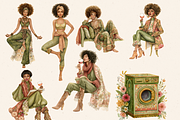 BLACK GIRL ROUTINE CLIPART PACK, a Person Illustration by Daring Digies (Thumbnail 2 of 10)
