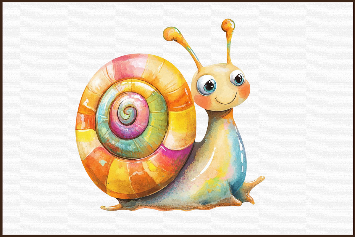 Watercolor Snail, Cute Snail Clipart, an Illustration by Sublimation Artist (Photo 3 of 6)