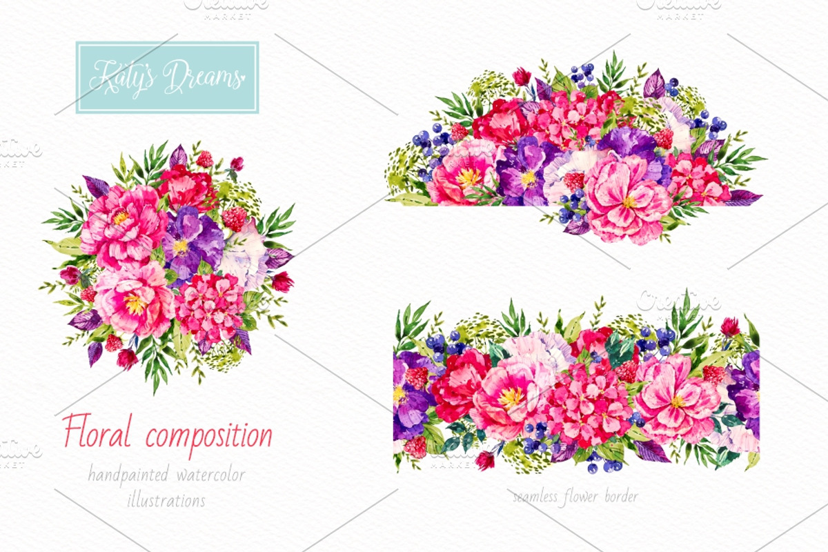 Pink Flora. Watercolor, a Decorative Illustration by Ekaterina Mikheeva (Photo 4 of 8)