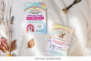 Rainbow Girl’s Birthday Invitation, an Invitation Template by Snapybiz