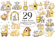 Yellow Gingham Ceramic Bunny PNG., an Object Illustration by KennedyStudio (Thumbnail 1 of 4)