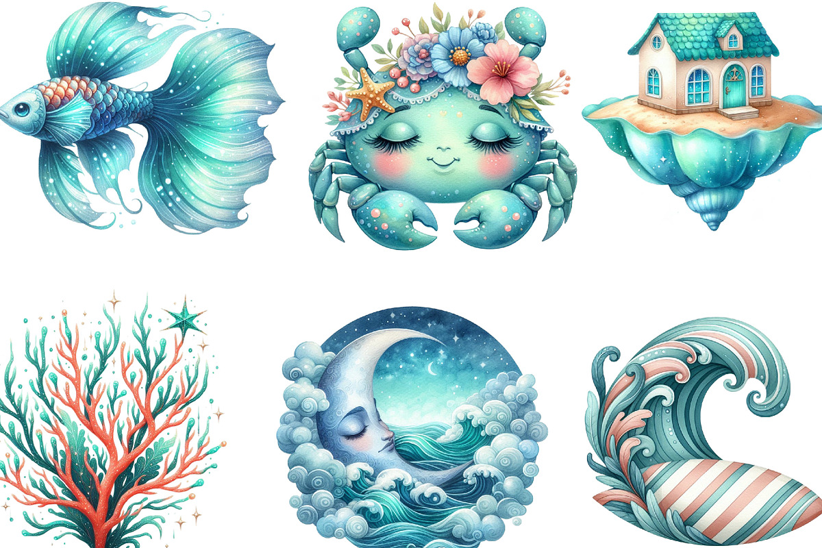 The Magical Ocean Sublimation Bundle, an Illustration by Designking (Photo 2 of 4)