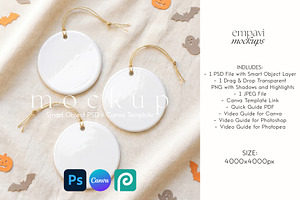 Halloween Ornament Mockup Set of 3